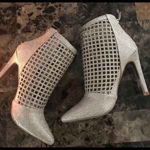 Brand new gold bootie caged heels